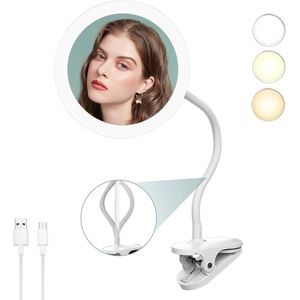 Clip On Zwanenhals Make-up Spiegel met Licht - Draagbare Verlichte Reis Spiegel - 6.5 Inch