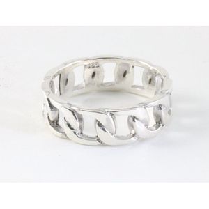 Zilveren ring met gourmet schakels - maat 18
