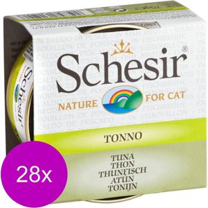 Schesir Kat Bouillon 70 g - Kattenvoer - 28 x Tonijn Blik