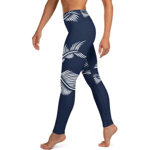 Sportlegging - design Lines 4 Peace - High Waist - Dry Fit - High Performance - 4way stretch - unieke print - UPF 50+ - Hardloop - Yoga - Fitness - Dans  - Pilates - Training - sportbroek - marine blauw wit- dames- maat M