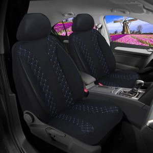 Autostoelhoezen voor Audi A4 B9 2015 in pasvorm, set van 2 stuks Bestuurder 1 + 1 passagierszijde N - Serie - N706 - Zwart/blauwe naad