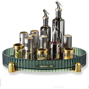 Lazy Susan Draaitafel, organizer, 28 cm, voor keukenrek, kast, organizer, keuken, opbergrek, draaibaar, voor de voorraadkast, kruidenhouder van kunststof voor voorraaddozen, olijfgroen
