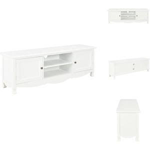 vidaXL TV-meubel - Trendy en praktisch - Meubels - Afmetingen- 120 x 30 x 40 cm - Materiaal- grenenhout - MDF - paulownia fineer - Kleur- wit - Kast