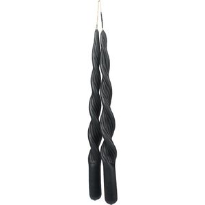 Branded by - Dinerkaarsen - twisted - dark grey - met een randje - grijs - gedraaid - 2,2x30cm