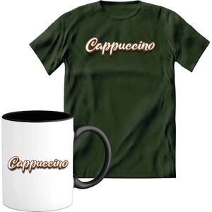 T-Shirtknaller T-Shirt met Koffiemok | Cappuccino - Koffie Kleding | Heren / Dames Shirt met Mok Cadeau | Kleur groen | Maat XXL