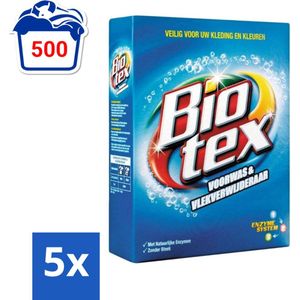 Biotex - Voorwas & Waskrachtversterker - Waspoeder - Witte en Gekleurde Was - 80 Wasbeurten - Bulkverpakking - 5 stuks