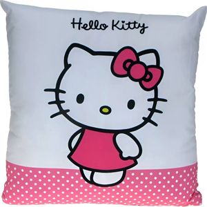 Hello Kitty velour kussenhoes / sierkussenhoes, roze/wit, afm. 40 x 40 cm ( zonder vulling)