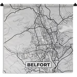 Wandkleed - Wanddoek - Kaart – Stadskaart – Frankrijk - Belfort - Plattegrond - 60x60 cm - Wandtapijt