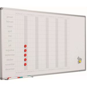 Whiteboard PRO Dolly - Emaille staal - Weekplanner - Maandplanner - Jaarplanner - Magnetisch - Wit - Nederlands - 90x120cm