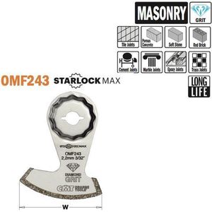 CMT 60mm. Starlock MAX diamant grit multitoolzaagblad (keramiek, beton, steen, baksteen, cementvoegen, marmervoegen, epoxyvoegen, tras epoxy)