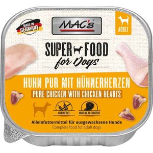 MAC's Hondenvoer Natvoer Vleeskuipje - 70% Kip met Gevogeltehart - 11 x 150 g