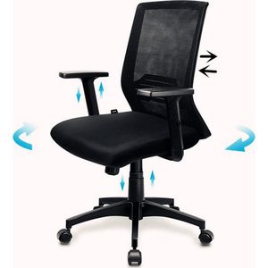 FOXSPORT Ergonomische bureaustoel, computerstoel met kantelmechanisme, verstelbare armleuningen, belastbaar tot 150 kg, zwart