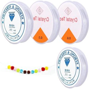 Elastische draad voor armbanden - Transparant nylon - 0,5 mm en 0,6 mm - 15 m en 18 m - Voor het maken van armbanden en halskettingen - Doe-het-zelf sieraden
