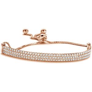 New Bling 910481930 Zilveren armband - Drie banen zirkonia - Lengte 10 + 15 cm - Roségoudkleurig