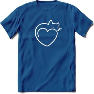 Sleepy Cat - Katten T-Shirt Kleding Cadeau | Dames - Heren - Unisex | Kat / Dieren shirt | Grappig Verjaardag kado | Tshirt Met Print | - Donker Blauw - XL