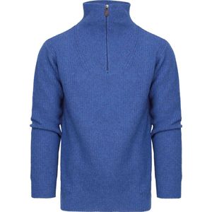 Suitable - Half Zip Trui Wol Blend Blauw - Heren - Maat 3XL - Modern-fit