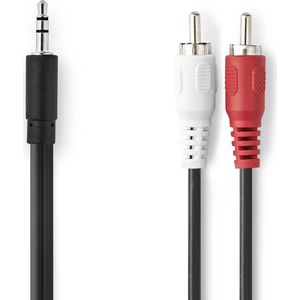 Nedis Stereo-Audiokabel - 3,5 mm Male - 2x RCA Male - Vernikkeld - 2.00 m - Rond - Zwart - Doos