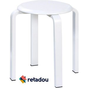 Retadou - Eetkamerkruk, houten stapelstoel met antislipmat, stapelkruk voor klaslokaal, keuken, eet- of home-pub-ruimte, wit