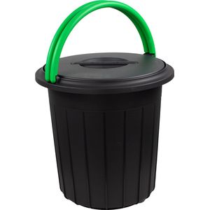 Eco Solution, Afvalemmer met Handvat 16L - Prullenbak met Deksel voor Afvalscheiding - Groen/Geel - met 5 gratis Stickers - Afvalscheidingprullenbakken - Recycle – Afvalbak - Vuilnisbak – Vuilnisemmer – Sorteerafvalemmer - Kantoor – Keuken