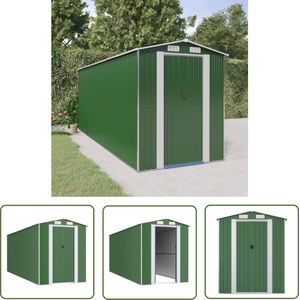 The Living Store Tuinschuur - Groen - 192 x 523 x 223 cm - Gegalvaniseerd Staal