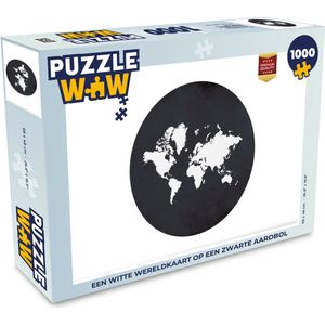 Puzzel Wereldkaart - Zwart Wit - Cirkel - Legpuzzel - Puzzel 1000 stukjes volwassenen