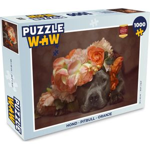 Puzzel Hond - Pitbull - Oranje - Legpuzzel - Puzzel 1000 stukjes volwassenen