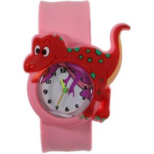 Fako® - Kinderhorloge - Slap On Mini - Dinosaurus - Roze/Rood