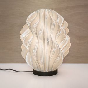 Tafellamp GROOVE - wit H31 cm - E27 LED Lamp - 3D geprint - Bureaulamp, nachtlamp, sfeer verlichting van duurzaam kunststof
