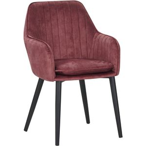 Colenis® - Melly Eetkamerstoel - Set Van 2 - Rose - Fluweel - Velvet - Met armleuning