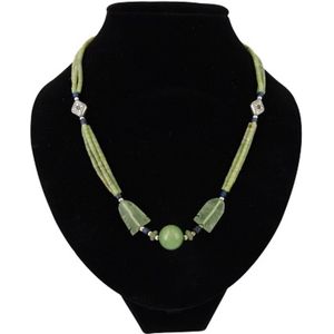 Bohemian ketting Jade 3 streng met bol