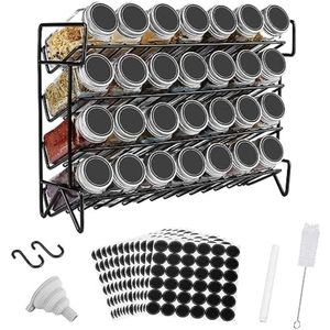Selbro ® Complete Kruidenorganizerset met Glazen Potten en Labels