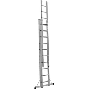 Professionele Reformladder | 3-delig | 3x10 treden | Aluminium | Anti slip | EN 131-1 + 2, NEN 2484, TÜV en GS gecertificeerd