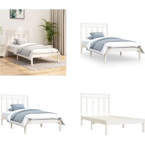 vidaXL Bedframe massief hout wit 100x200 cm - Bedframe - Bedframes - Eenpersoonsbed - Bed