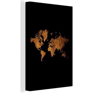 Wanddecoratie Wereldkaart - Goud - Luxe - Canvas - 90x140 cm