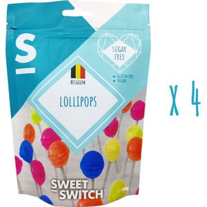 SWEET-SWITCH® - Fruit Lollipops 4 x 100 g - Lekstokken - Lollies - Lolly - Snoep - Suikervrij - Glutenvrij