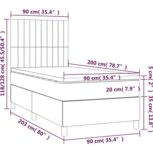 VidaXL Boxspring Matras Fluweel Roze 90x200 cm