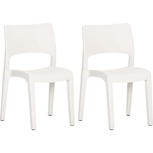 vidaXL Tuinstoelen 2 st polypropyleen wit Tuinstoel - Terasstoel - Witte Tuinstoel - Moderne Tuinstoel - Stackbare Tuinstoel