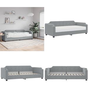 vidaXL Slaapbank met matras 100x200 cm stof lichtgrijs - Slaapbank Met Matras - Slaapbank Met Matrassen - Slaapbank - Bedbank