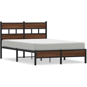 vidaXL - Bedframe - zonder - matras - bewerkt - hout - bruin - eikenkleur - 120x190 - cm