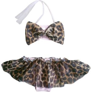 Maat 110 Bikini roze grote panterprint strik Baby en kind lichtroze zwemkleding Leopard Tijgerprint