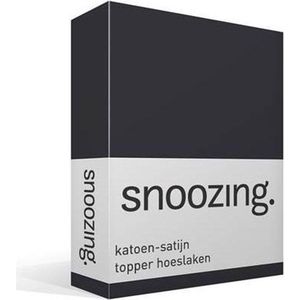 Snoozing - Katoen-satijn - Topper - Hoeslaken - Lits-jumeaux - 200x220 cm - Antraciet