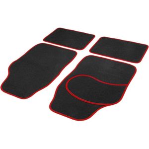 Carguard - Universele Automatten Set - Rood / Zwart - 4x Automat Universeel - Stof