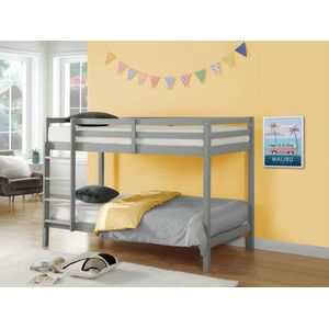 Vente-unique Stapelbed ANICET II - 2 x 90x 190 cm - Massief grenen - Grijs L 198 cm x H 140 cm x D 97 cm