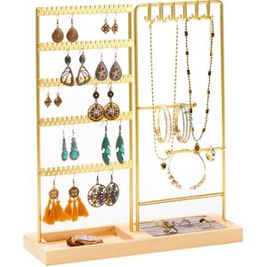 YONO Sieradenhouder - Sieradenrekje - Organizer voor Oorbellen - Kettingen - Armbanden - Rekje - Opbergen - Goud