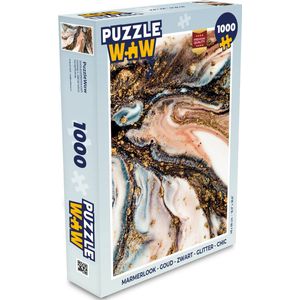 Puzzel Marmerlook - Goud - Zwart - Glitter - Chic - Legpuzzel - Puzzel 1000 stukjes volwassenen