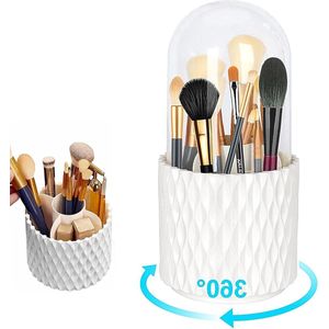 360° Roterende Make-Up Brush Opbergvak met Deksel - 5 Compartimenten Tafel Organisator voor Lippenstift en Oogschaduwkwasten make up tafel