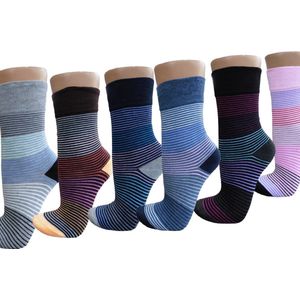 6 paar katoenen sokken | ringel patroon | geen knellende boord | maten 35-38