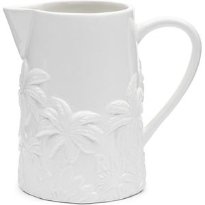 Riviera Maison Waterkan Wit porselein met bloemen print - Coconut Groove serveerkan met handvat