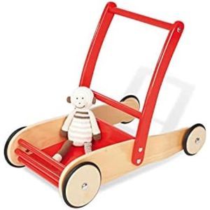 Poppenwagen Hout - Poppenwagen 2 Jaar - Houten Poppenwagen - Poppenwagen Hout 1 Jaar - Rood