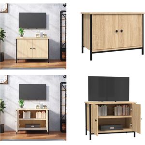 vidaXL Tv-meubel met deuren 60x35x45 cm bewerkt hout sonoma eikenkleur - Tv-meubel - Tv-meubelen - Tv-standaard - Televisiemeubel